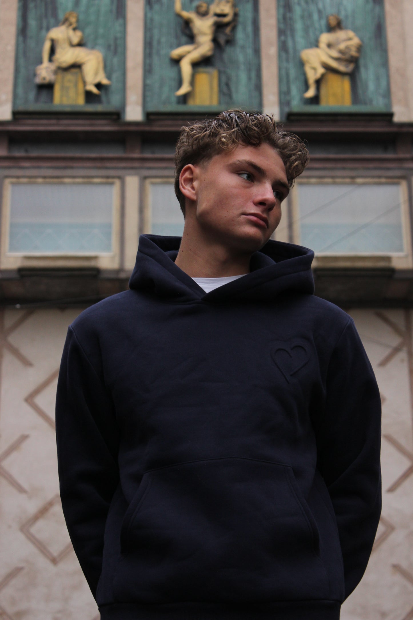 Embossed Hoodie - Dark Blue