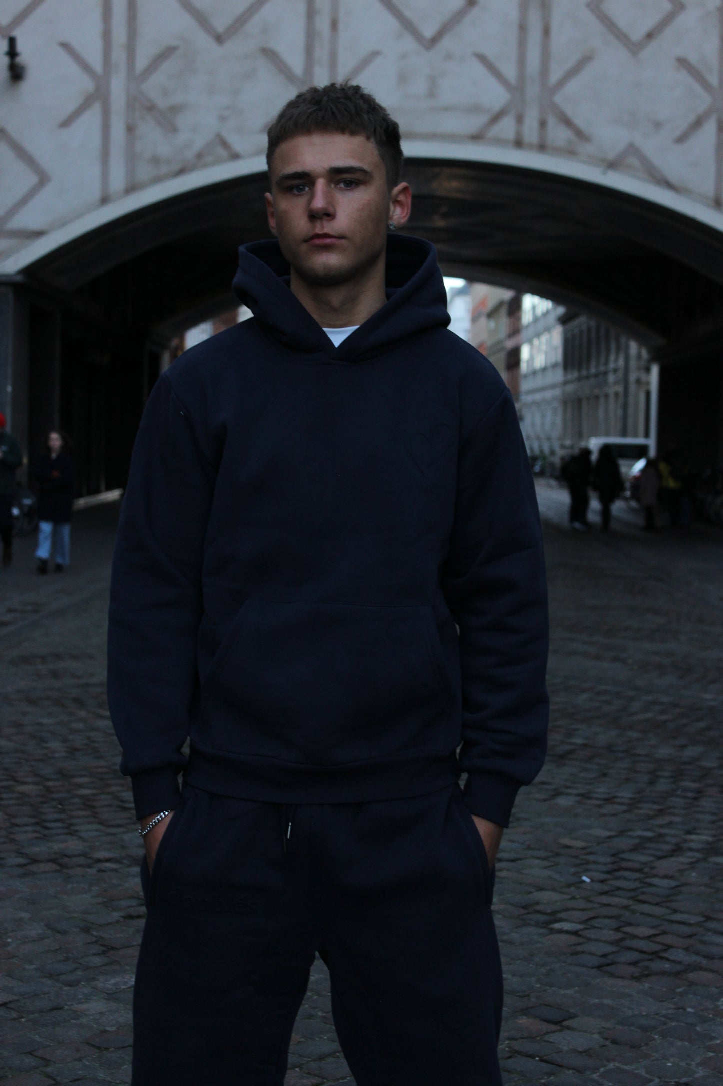 Embossed Jogging Pants - Dark Blue