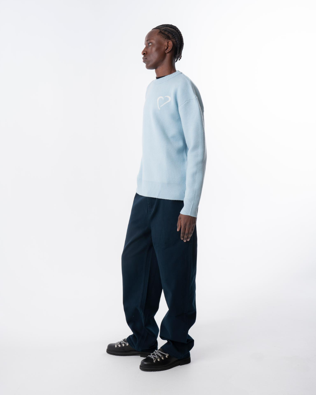 Dark Blue Loro Jeans White Heart Logo