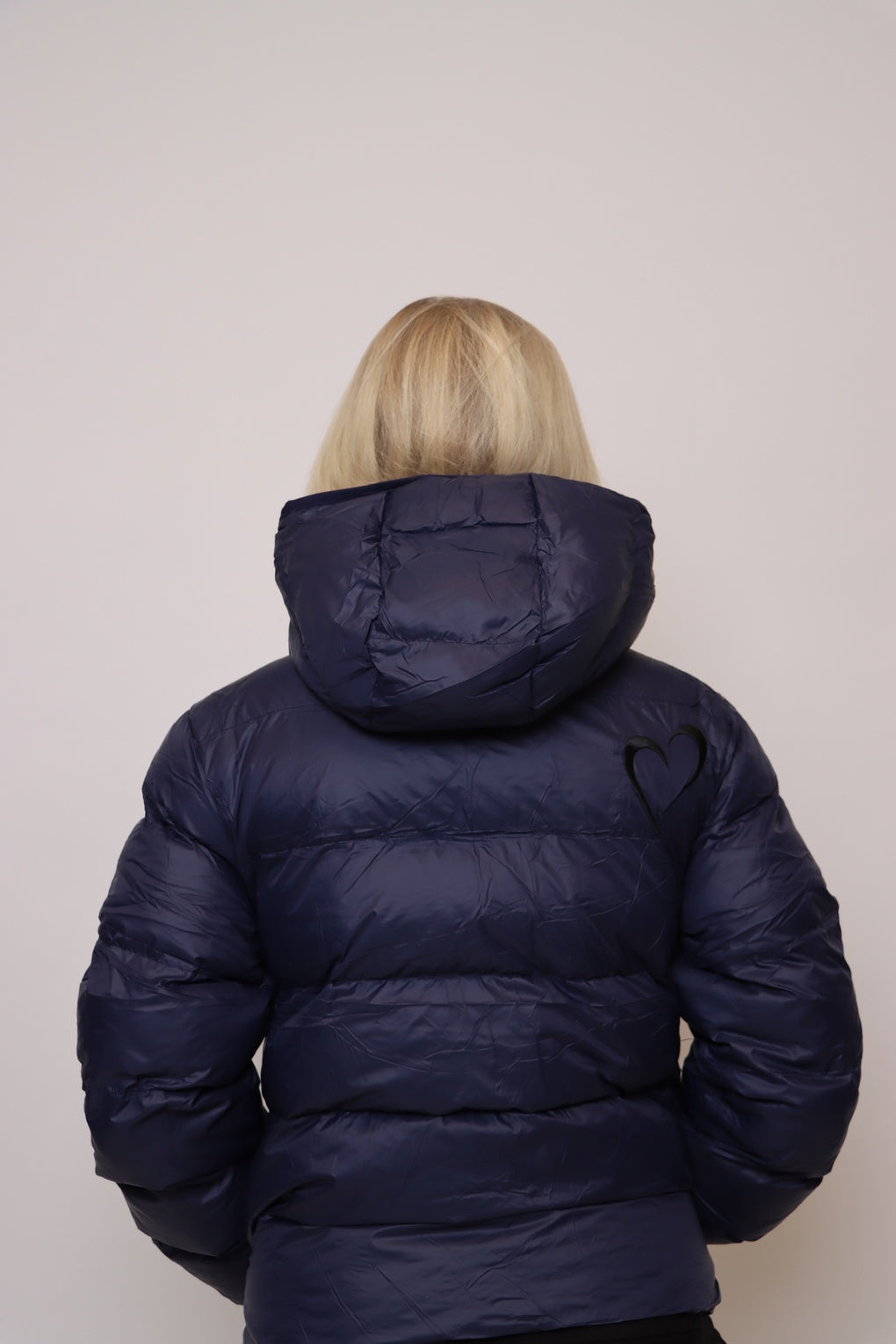 Glossy Fall Jacket with Special Hood - Black Heart
