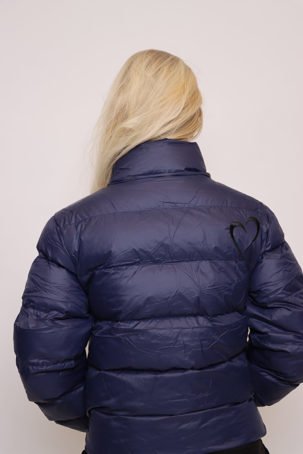 Glossy Fall Jacket with Special Hood - Black Heart