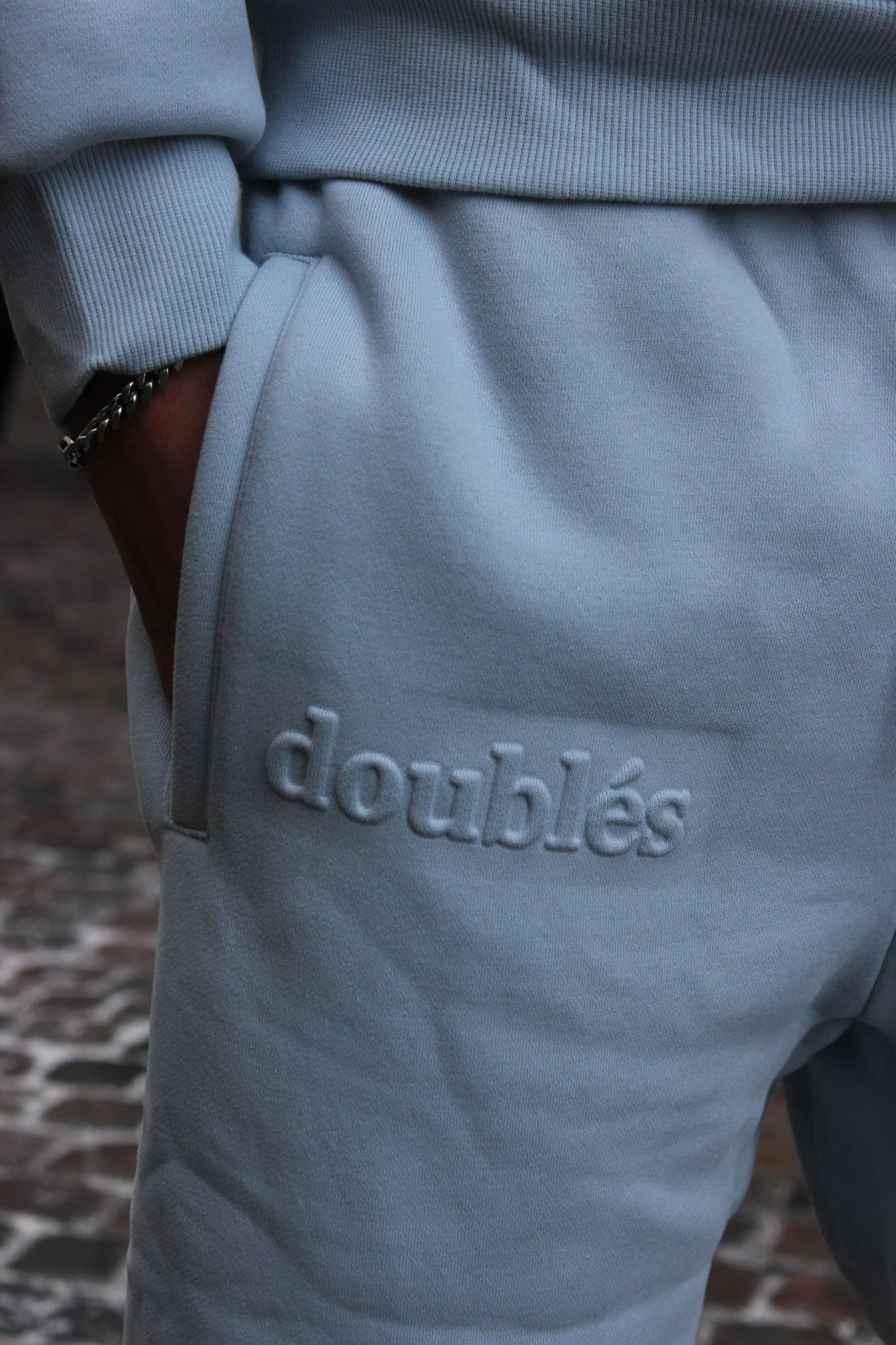 Embossed Jogging Pants - Light Blue