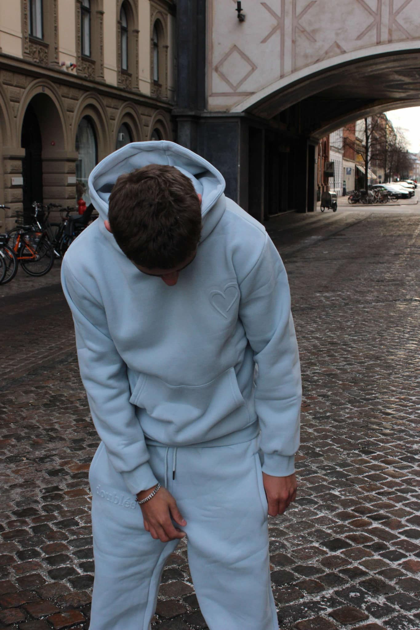 Embossed Jogging Pants - Light Blue