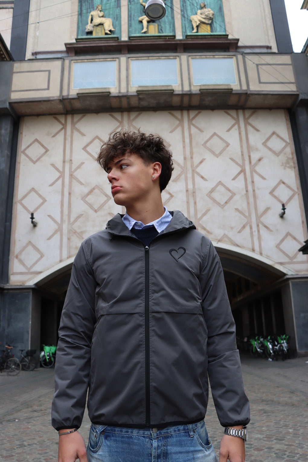 Windjacket with Heart - Grey