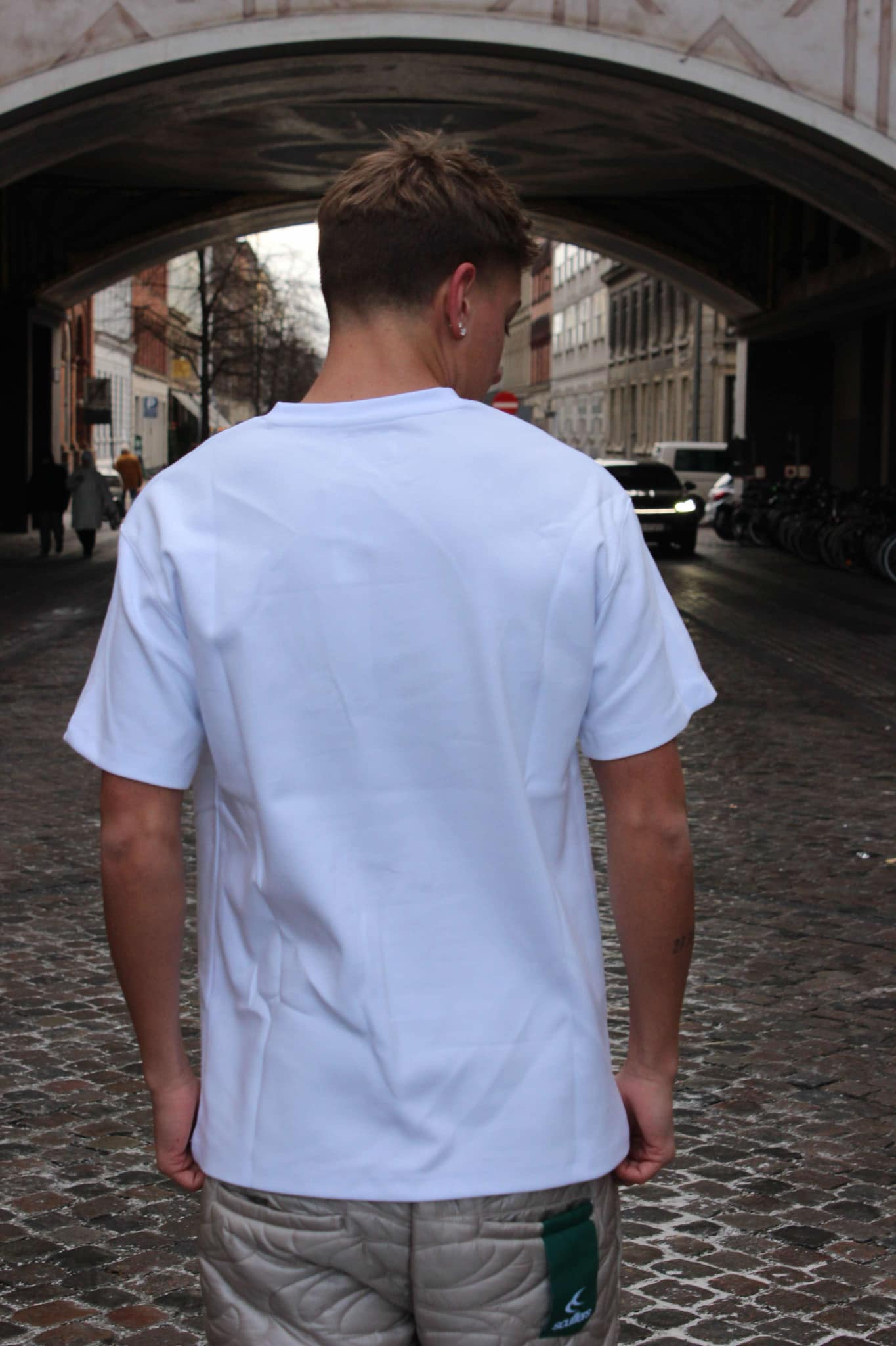Heavyweight T-Shirt with Black Logo - White