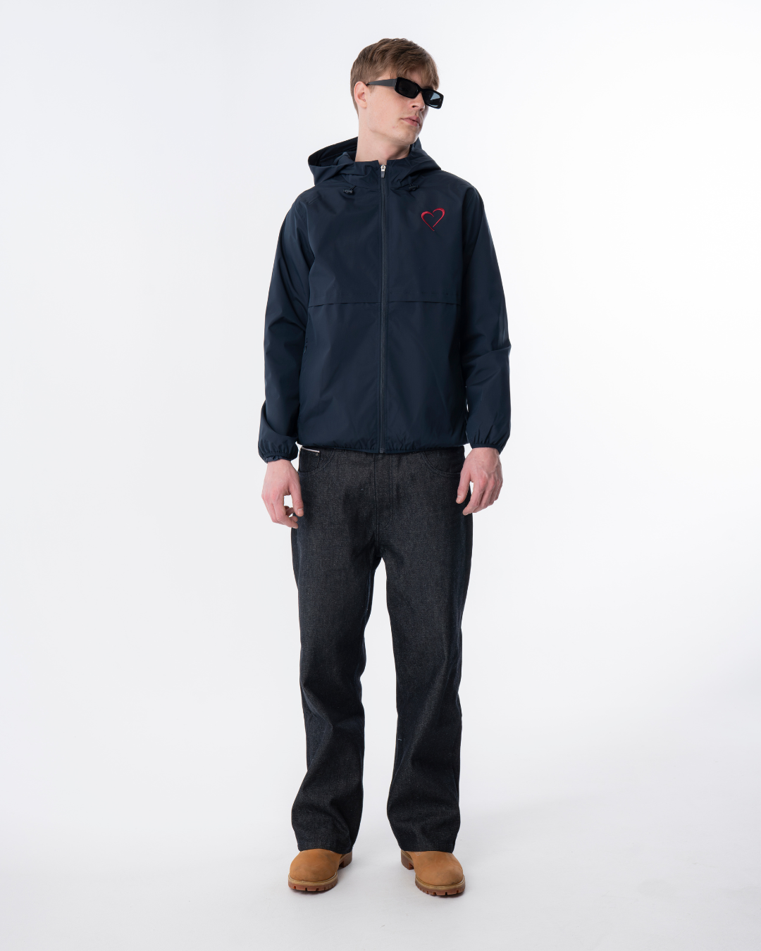 Windjacket med Rødt Logo Mørkeblå