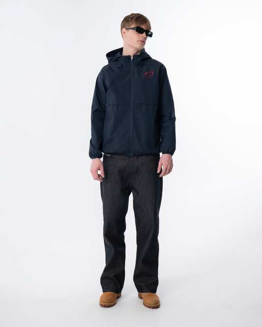 Windjacket with Red Heart - Dark Blue