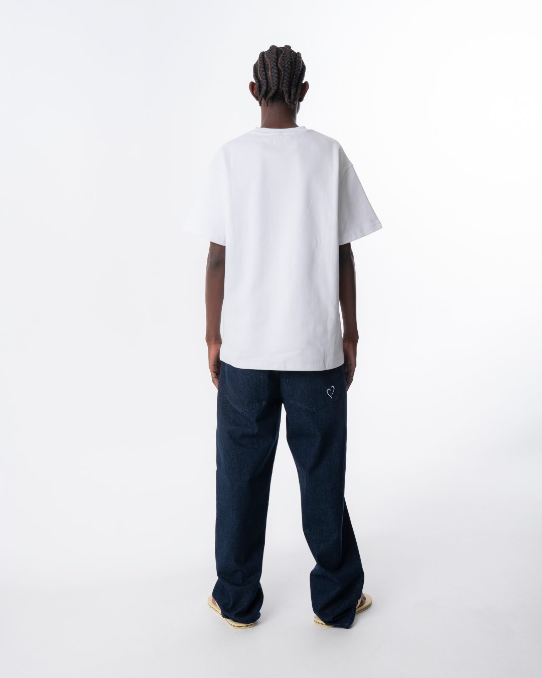 Heavyweight T-Shirt with Black Logo - White