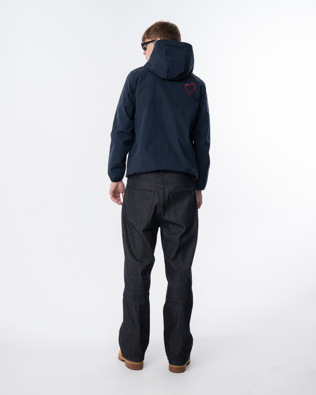 Windjacket med Rødt Logo Mørkeblå