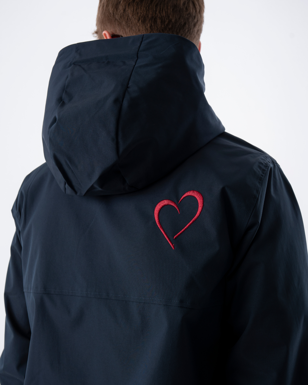 Windjacket med Rødt Logo Mørkeblå