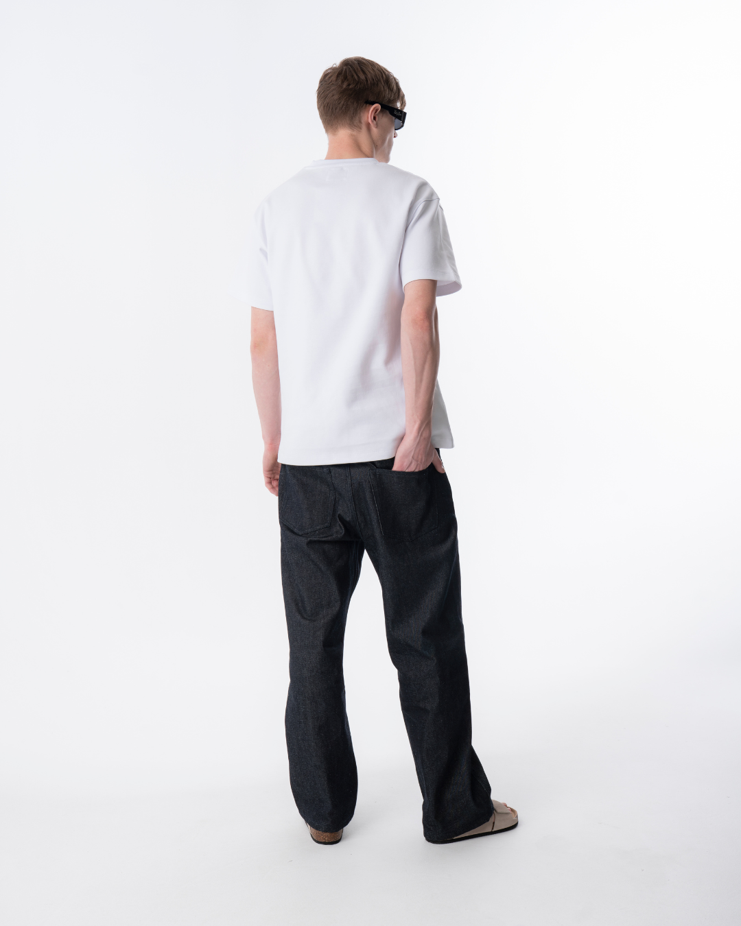 Heavyweight T-Shirt with Light Blue Heart - White