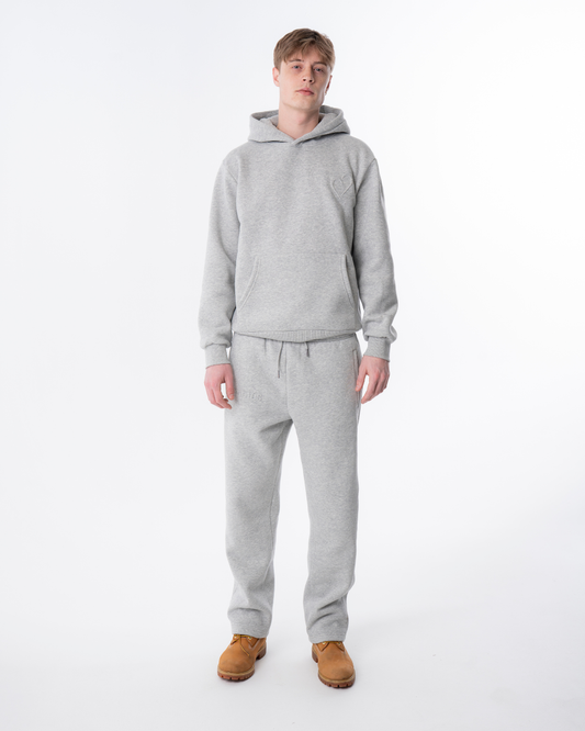Embossed Hoodie Lysegrå