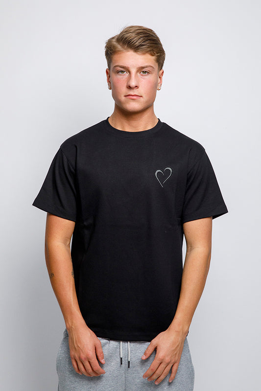 Heavyweight T-Shirt with Grey Logo - Black