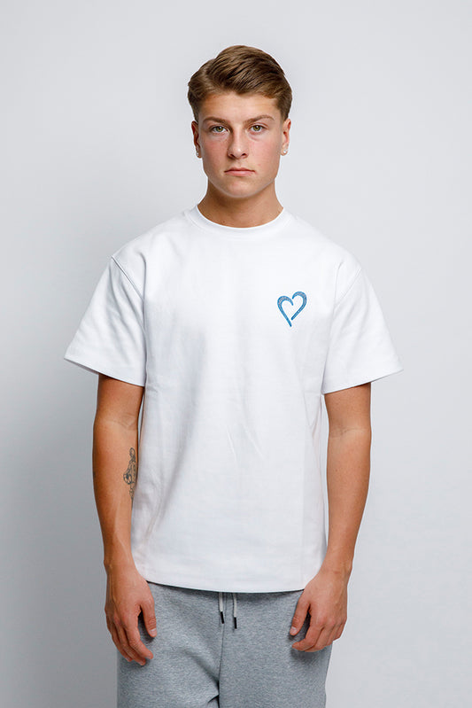 Heavyweight T-Shirt med Blå Logo